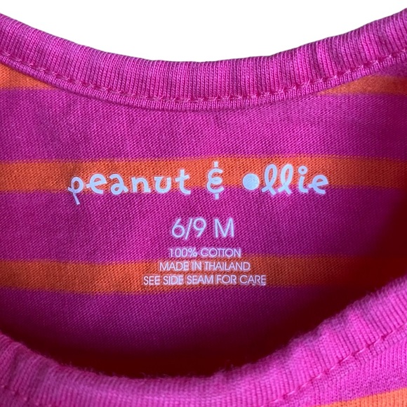 Peanut & Ollie Neon Pink and Orange Striped Long-Sleeve Top with Ruffle. 6-9 mo - Picture 4 of 5